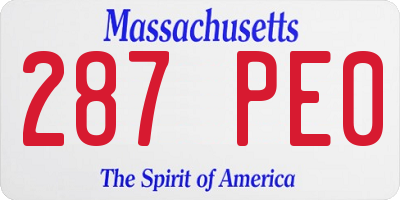 MA license plate 287PE0