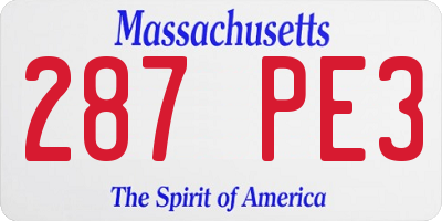 MA license plate 287PE3