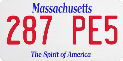 MA license plate 287PE5