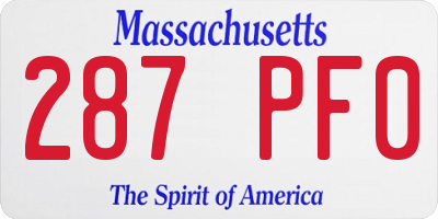 MA license plate 287PF0