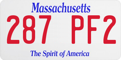 MA license plate 287PF2