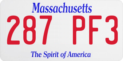 MA license plate 287PF3