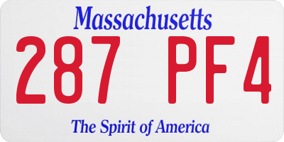 MA license plate 287PF4