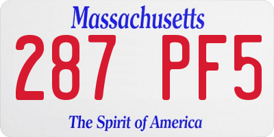 MA license plate 287PF5