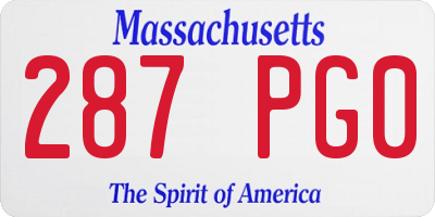 MA license plate 287PG0