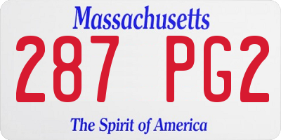 MA license plate 287PG2