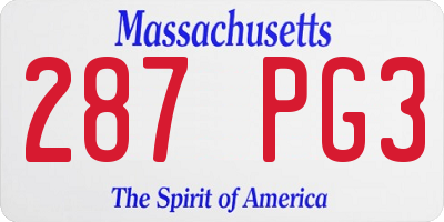 MA license plate 287PG3