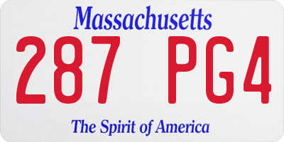 MA license plate 287PG4