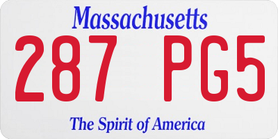 MA license plate 287PG5