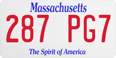 MA license plate 287PG7