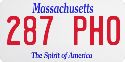 MA license plate 287PH0