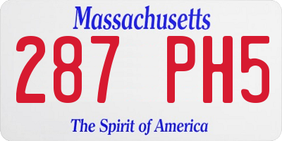 MA license plate 287PH5