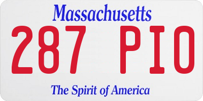 MA license plate 287PI0