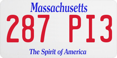 MA license plate 287PI3