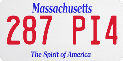 MA license plate 287PI4