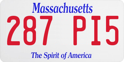 MA license plate 287PI5