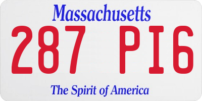 MA license plate 287PI6