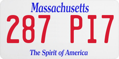 MA license plate 287PI7