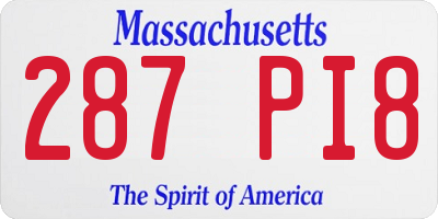 MA license plate 287PI8