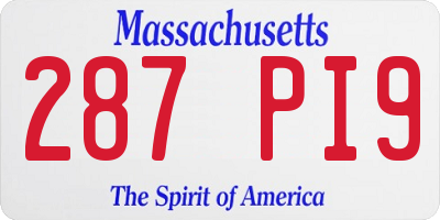MA license plate 287PI9