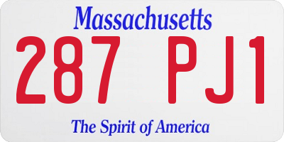 MA license plate 287PJ1