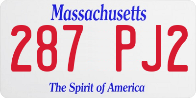 MA license plate 287PJ2