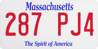 MA license plate 287PJ4