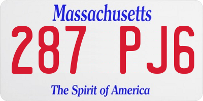 MA license plate 287PJ6