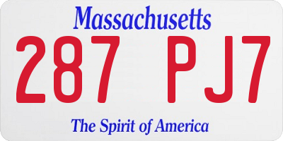 MA license plate 287PJ7