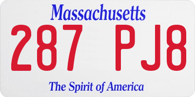 MA license plate 287PJ8