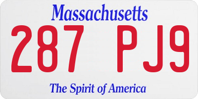 MA license plate 287PJ9