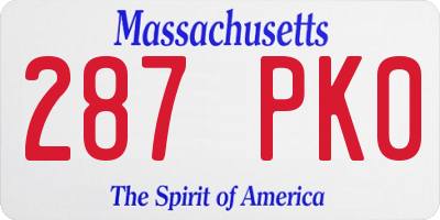 MA license plate 287PK0