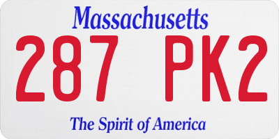 MA license plate 287PK2