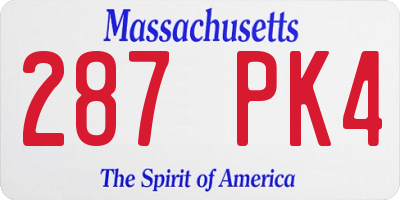 MA license plate 287PK4