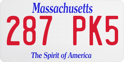 MA license plate 287PK5