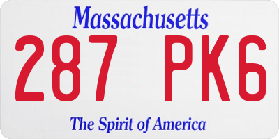 MA license plate 287PK6