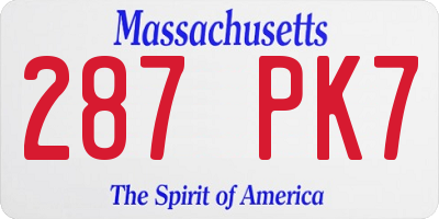 MA license plate 287PK7