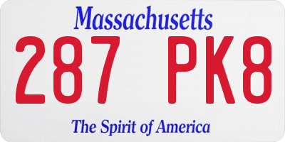 MA license plate 287PK8