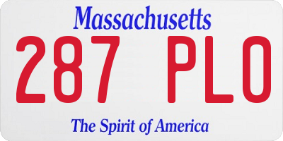MA license plate 287PL0