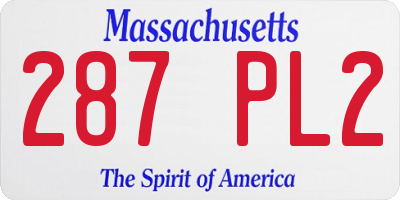 MA license plate 287PL2
