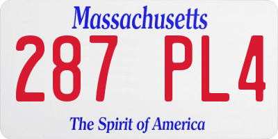 MA license plate 287PL4
