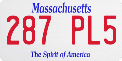 MA license plate 287PL5