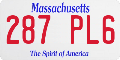 MA license plate 287PL6