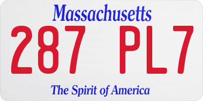 MA license plate 287PL7