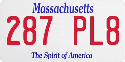 MA license plate 287PL8