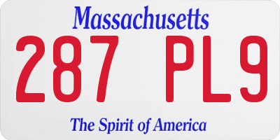 MA license plate 287PL9