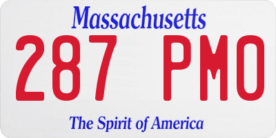 MA license plate 287PM0