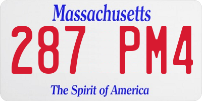 MA license plate 287PM4