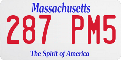 MA license plate 287PM5