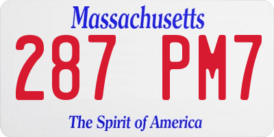 MA license plate 287PM7